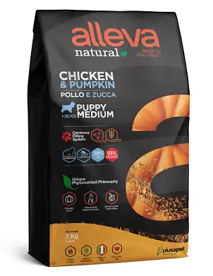 Alleva Natural Dog сухой корм для щенков средних пород с курицей и тыквой