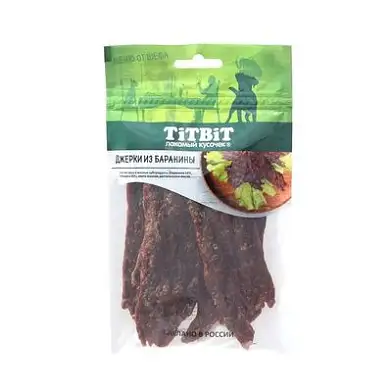 TiTBiT лакомство для собак джерки мясные из баранины Меню от Шефа