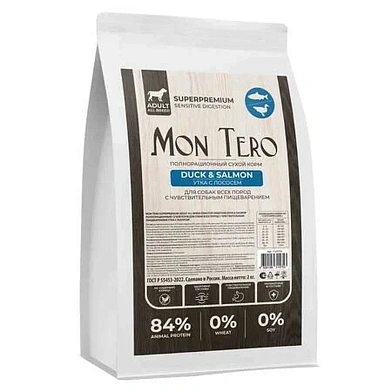 Mon Tero Superpremium Adult All Breed Sensitive Digestion Duck & Salmon сухой корм для взрослых собак всех пород с чувствительным пищеварением утка с лососем