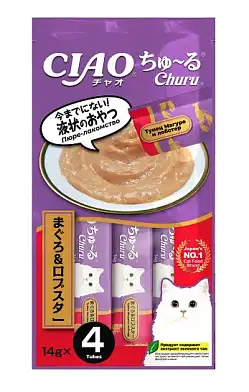 Inaba Ciao Churu лакомство-пюре для кошек с тунцом магуро и лобстером
