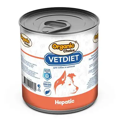 Organic Сhoice VET Hepatic консервы для собак и щенков профилактика болезней печени